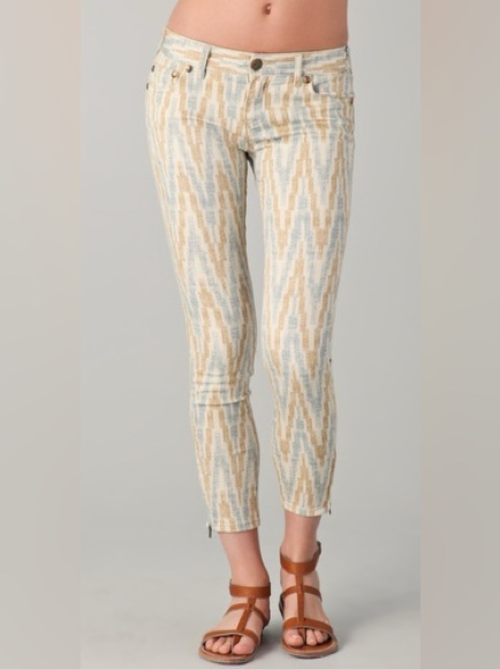 Free People Ikat-Print Cropped Skinny Jeans
